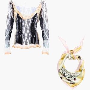 H&M Glenn Martens Diesel Printed Top and Matching Silk Printed Scarf